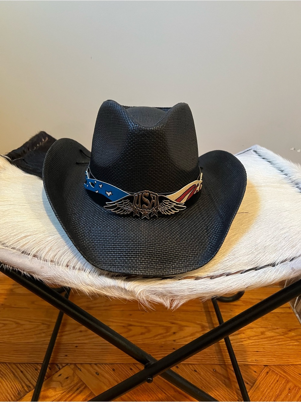 Eighty Eight Black Cowboy Hat with Patriotic Wing Emblem